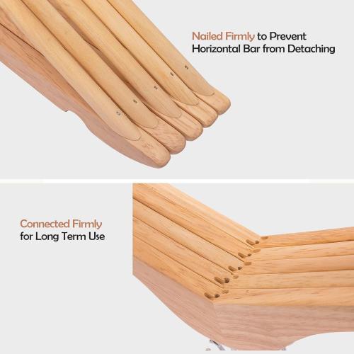 ELONG HOME Solid Wooden Hangers  Wood Suit Hangers with Extra Smooth Finish, Precisely Cut Notches and Chrome Swivel Hook, Clothes Hangers for Shirt Coat Jacket Dress, Natural
