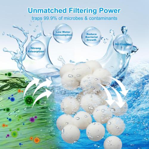 5 Lbs Pool Filter Balls for Sand Filter, Reusable Eco-Friendly Pool Filter Balls (Equals 155 lbs Pool Filter Sand) with Wash Bag, Filter Balls for Swimming Pools, for Aquarium Tank & Filter Pumps