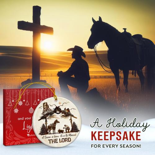 Nativity Christmas Ornaments 2026 - Praying Cowboy Kneeling Nativity Scene Ornament, Christian Ceramic Ornament - Faith Religious Gifts for Men Women, Country Western Cowboy Gifts Idea