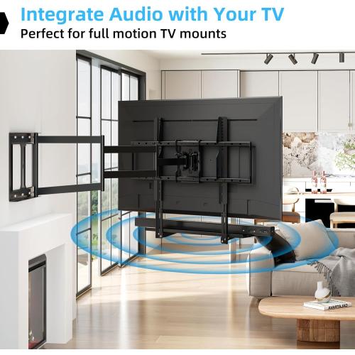 Soundbar Mount with Adjustable Height, Sound bar Mount up to 22 lbs, Soundbar Mount Under TV or Above TV, Soundbar tv Mount Bracket with Detachable Long Extension Plates,No-Slip Base Holder (BLACK)