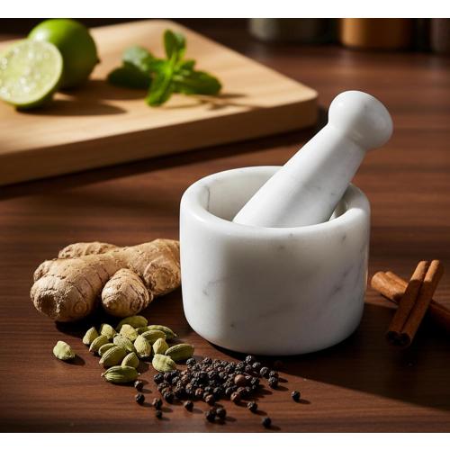 3 Small Natural Stone Mortar and Pestle Set as Spice, Medicine Grinder Masher - kharad, Khallad, Okhli and Musal (White)
