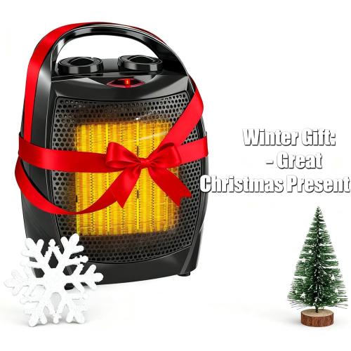 Garvee Portable Electric Space Heater - 1500W/750W Thermostat, 2-in-1 Fast Heating Ceramic Desk Heater & Fan, Safe Quiet <45 dB for Office, Room, Under Desk Use, Tip-Over Overheat Protection, Black