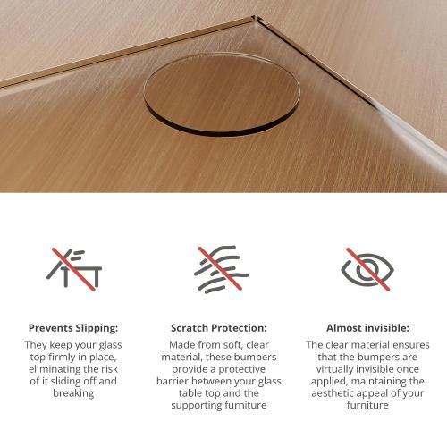 X-Protector Glass Table Top Bumpers - 20 PCS 1.2 Glass Table Top Pads | Non-Adhesive Clear Rubber Glass Table Top Grippers - Anti Slip Glass Table Protector to Keep Glass Table Top from Sliding!