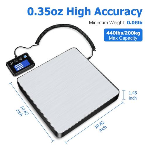 Shipping Scale, 440 lbs/0.35oz High Accurate Digital Postal Scale with Hold/Tare Function, Shipping Scale for Small Business, Packages, Luggage, Home Use, Battery & Charging Cable Include