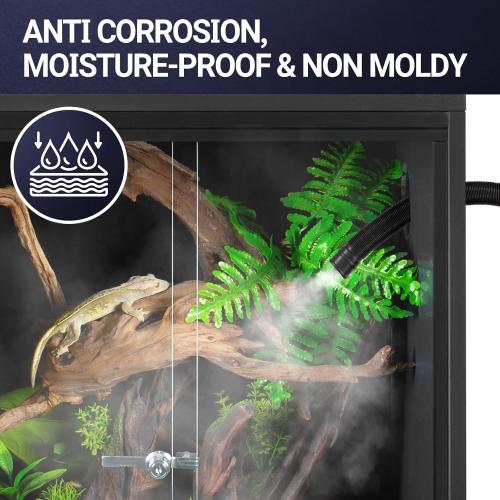 Black 30 Gallon 18x18x24 REPTI ZOO 30 Gallon PVC Tall Reptile Tank, 18x18x24 Reptile Terrarium for Frog Lizard Gecko Chameleon Snake, Tropical Rainforest Habitat Enclosure with Sliding Door & Top Screen Ventilation