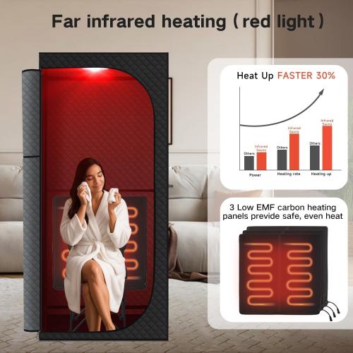 Portable Infrared Sauna Tent for Home, 5-Layer Insulated Dry Sauna with Fast Heating Generator, Red Light Therapy, Folding Chair Waterproof Design for Detox, Relaxation Weight Loss