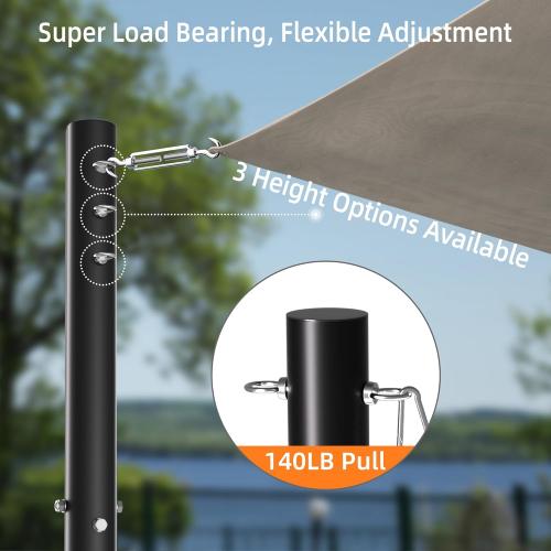 Cofiyard 2 Pack Sun Shade Sail Poles, 10 FT Sun Shade Poles, 2.6'' Diameter Steel Heavy Duty, Wind Resistant Shade Sail Pole with Mounting Hardware for Outdoor Shading in Ground Patio Garden Deck