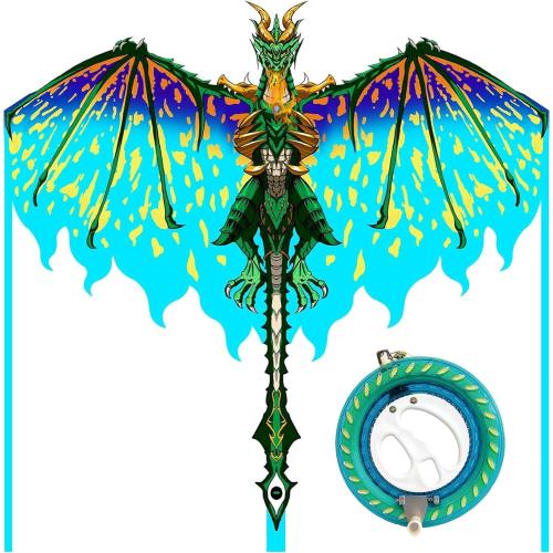 Mint's Colorful Life Dragon Kite for Kids & Adults, Easy to Fly Best Beach Kites for Beginners, 300ft Kite String Included