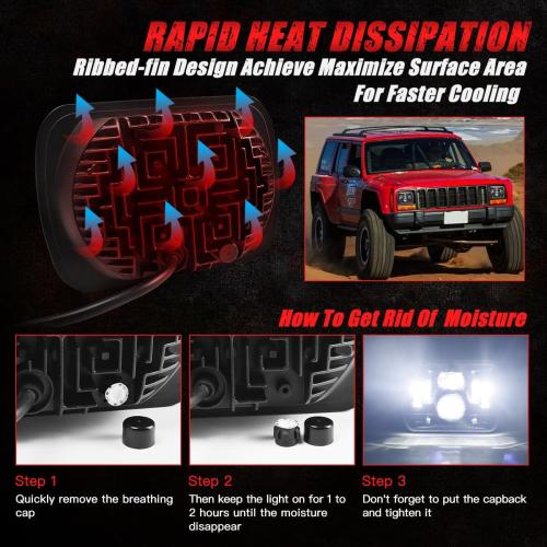 5x7 H6054 LED Headlights DOT Approved 7x6 Hi/Low Sealed Beam H5054 H6052 6053 69822 Headlight for Jeep XJ YJ MJ Tacoma Pickup Ford Probe Chevrolet S10 Blazer Express Van Truck SUV