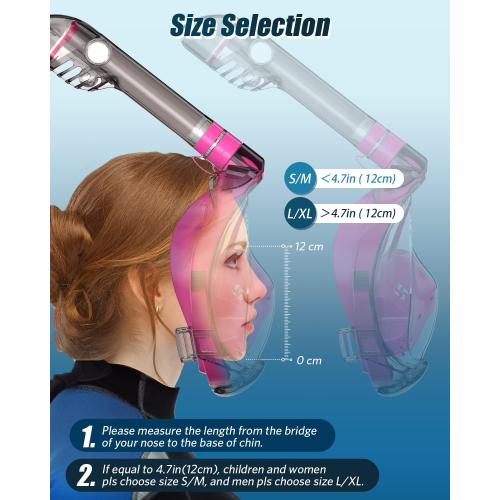 Full Face Snorkel Mask for Adults, Snorkeling Gear with Camera Mount, 180 Degree Panoramic View Snorkel Set Anti-Fog Anti-Leak