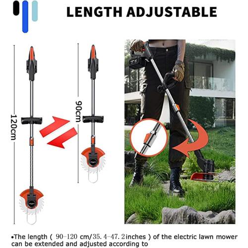 Cordless Lawn Mower with Battery and Charger,21V Lawn Trimmer Grass Edger with Two 2.0Ah Li-Ion Battery Powered & 3 Cutting Blade Types, Compact Power Tool for Lawn Yard Work, Black