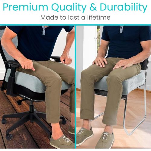 Vive Seat and Chair Cushion - Easy Rise for Elderly for Office, Wheelchair, Desk, Car & Couch - For Computer Use - Foam Sofa Pad With Cover - For Adults/Seniors - Relief for Back, Tailbone or Sciatica