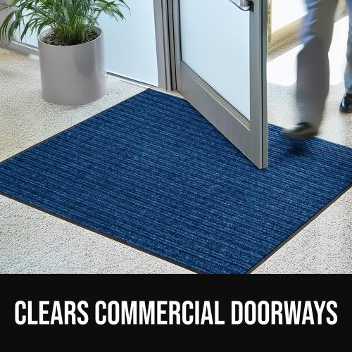 GORILLA GRIP Waterproof Traffic Guard Door Mat, 70x24, Heavy Duty Entryway Mats, Strong Backing Commercial Utility Rugs for Office Hallway, Garage Floor and Home, Low Profile Carpet Runner, Blue