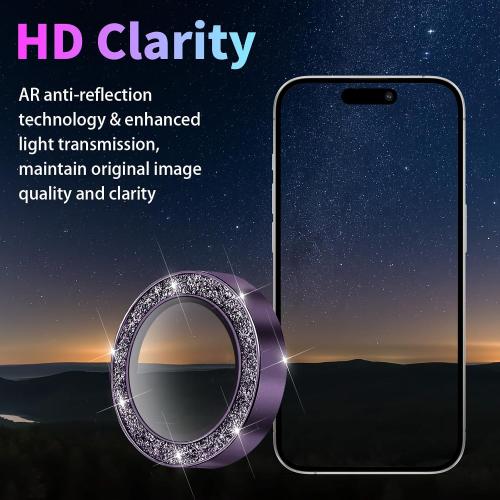 Camera Protector for iPhone 17 Pro/17 Pro Max, Glitter Deep Purple