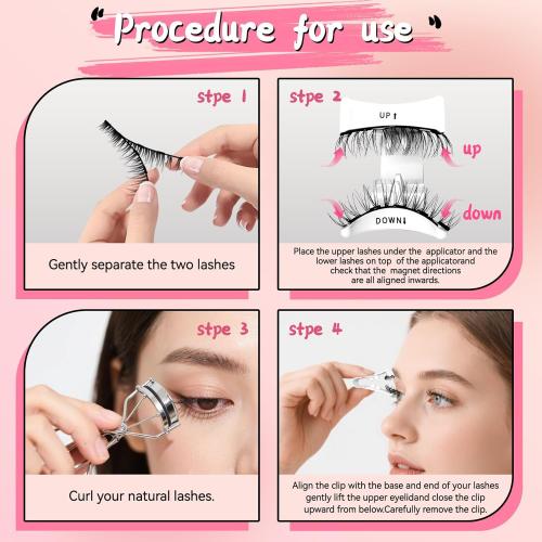 Reusable Magnetic Eyelashes with Applicator No Glue Eyelashes Easy to put on and Remove