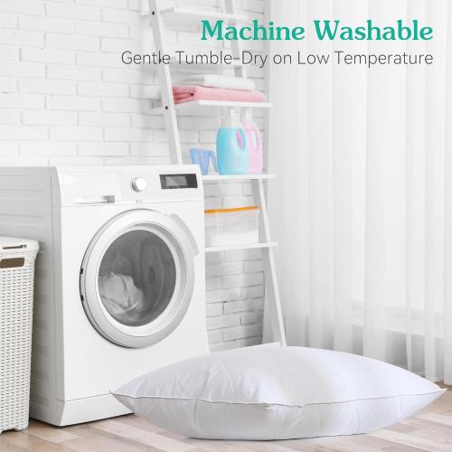 Three Geese White Goose Feather Cotton Pillows Standard Size- Soft 600 Thread Count 100% Cotton, Medium Firm,Soft Support Surround Fill Cotton (Standard Size:Pack of 2)