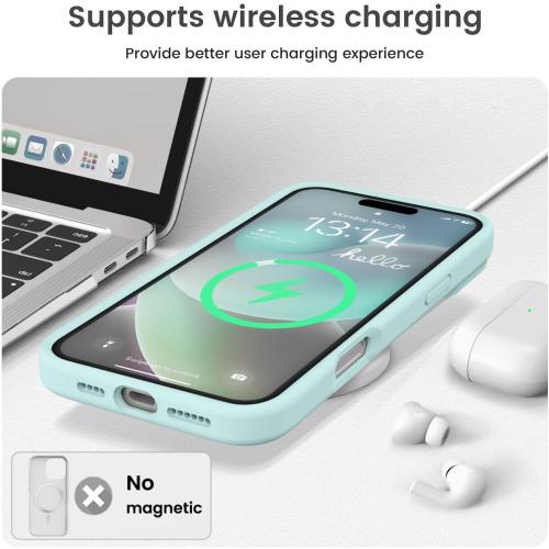 Vooii Compatible with iPhone 16 Pro Case, Liquid Silicone Upgrade [Camera Protection] [Soft Anti-Scratch Microfiber Lining] Shockproof Phone Case for iPhone 16 Pro 6.3 inch - Mint