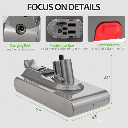 25.2V 6.0Ah Battery Replacement for DYS V11 Battery, Compatible with DYS Cordless Vacuum Battery V11 Torque Drive,V11 Click-in,V11 Torque Drive Extra（NOT FIT V11 SV14 Screw-in Type）