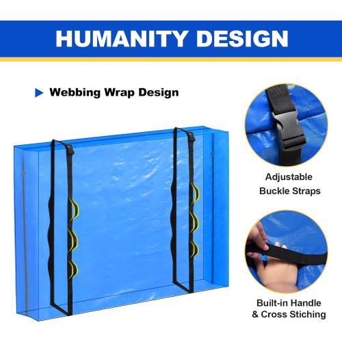 TICONN Mattress Bags for Moving, Heavy Duty King Mattress Cover Storage Bag with Full-Around Handle and Adjustable Buckles (Blue, King)
