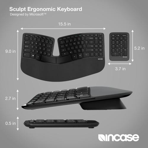 dirty, needs cleaning, Sculpt Ergonomic Keyboard – Designed by Microsoft – Split Keyset Design, Palm Rest, Contoured Layout, One-Touch Windows Button, AES 128-Bit Encryption, Includes Separate Number Pad – Black