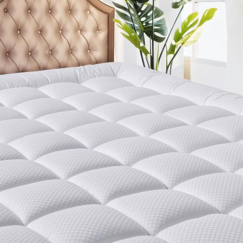 MATBEBY Full Size Mattress Pad - Cooling Breathable Mattress Topper, Quilted Fitted Mattress Protector, Pillow Top Mattress Cover with 8-21 Deep Pocket, Soft, Machine Washable, White, 54x75 Inches