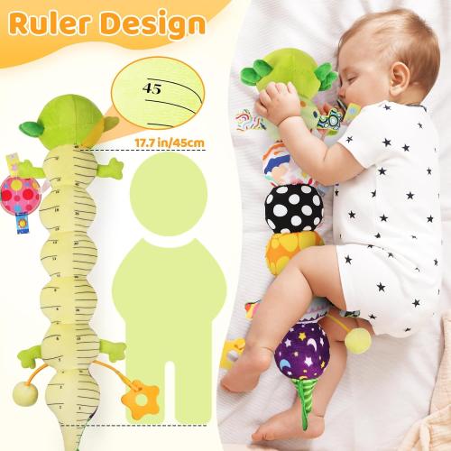 Baby Toys for 0-6 6-12 Months, Plush Axolotl Toy with Crinkle and Rattles for Infant Newborn, Sensory Music Animal Stuffed Toy for 0 1 2 3 4 5 6  Month, Tummy Time Toys Gifts for 0-3-6-12 Months,Green