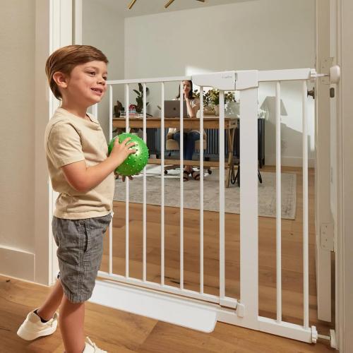 Cumbor 36 Extra Tall Baby Gate for Stairs, 29.7-40.6(Extensions Included) Wide Dog Gate for Doorways, Pressure Mounted Auto-Close Pets Gates for Dogs Indoor, Durable Safety Child Gate, White