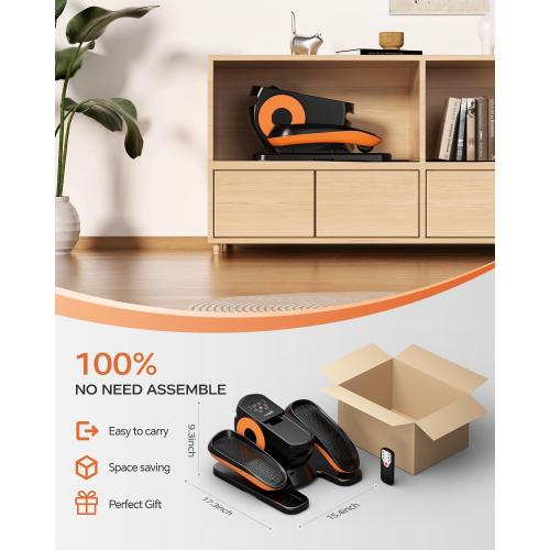 BLACK Under Desk Elliptical Machine, Ellipse Leg Exerciser as Seen on Tv for Seniors Adults with 12 Adjustable Speed, Quiet & Portable Seated Pedal Exerciser with Remote Control & Non-Slip Foot Straps