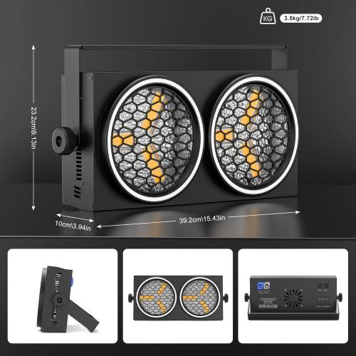 200W Stage Lights, 30 Lighting Effects Dual Eye Retro Par Lights with 6 COB Spotlights and 102 RGB LEDs Ring Strap, Sound Activated DMX512 Uplights for Wedding Club Theater Stage Lighting