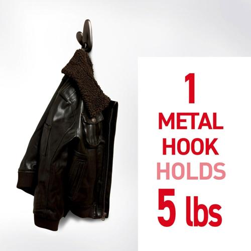 4 packs, Command 5 lb Large Brushed Nickel Metal Hooks, 2 Hooks and 4 Command Strips, Damage Free Coat Hooks with Adhesive Strips, Forever Classic Hooks for Hanging Home Decor and Room Decor