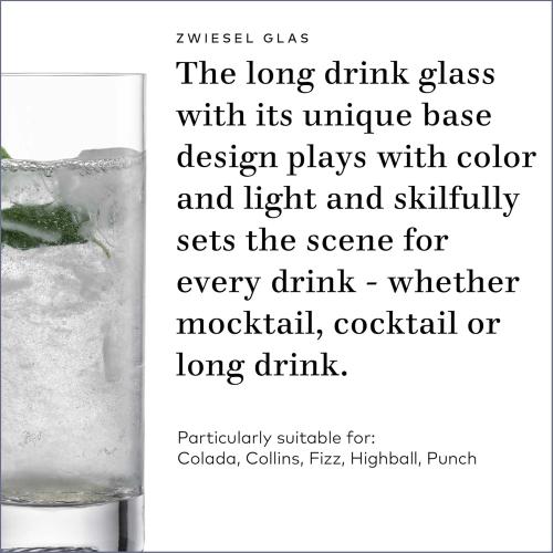 ZWIESEL GLAS Echo Longdrink Glasses(Set of 4), Bar Glasses for Longdrinks, Dishwasher-Safe Machine-Made Tritan Crystal Glasses, Made in Germany (16 Ounce)