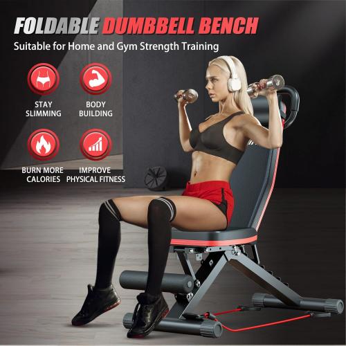 ALSO GO Adjustable Weight Bench, Workout Benches with Leg Extension & Extended Headrest, Foldable Incline Decline Bench Press, Roman Chair, Full Body Strength Training Equipment for Home Gym