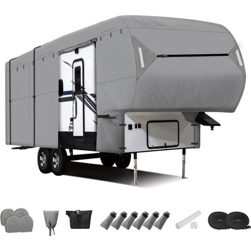 Leader Accessories Upgraded 5th Wheel rv Covers Fits 33'-37' Motorhome-Thick 5 Layers Anti-UV Top - with Gutter Cover & 2Pcs Extra Straps