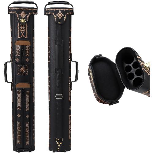 2x4 Hard Pool Cue Case 2B4S Billiard Stick Carrying Cue Case Leatherette Embroidery Design