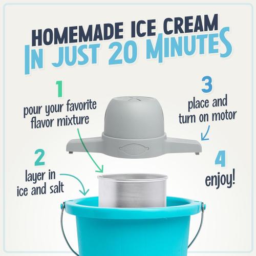 Nostalgia Electric Ice Cream Maker - Old Fashioned Soft Serve Ice Cream Machine Makes Frozen Yogurt or Gelato in Minutes - Fun Kitchen Appliance - Blue - 4 Quart