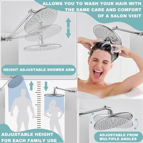 Shower Panel Tower System with Adjustable Shower Head, Self-Cleaning Shower Tower with 2-Setting Powerful Body Jets and 5-Function Handheld Shower, Shower Column Brushed Stainless Steel