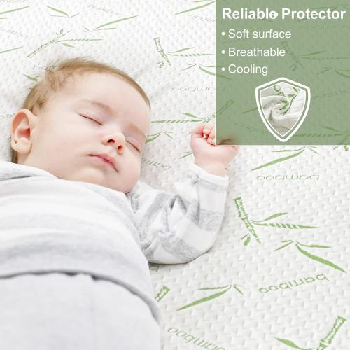King Mattress Protector Waterproof Mattress Pad Washable Bamboo Rayon Mattress Cover Breathable Noiseless Bed Protector 5 - 21'' Elastic Fitted Deep Pocket