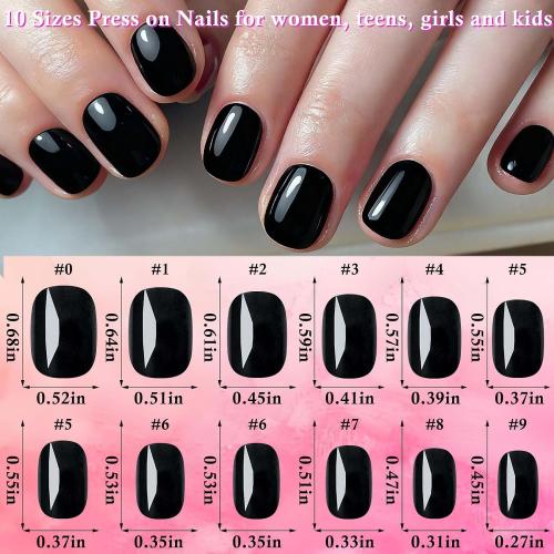 LoveOurHome 576pc Round Square Press on Nails Short Fake Nails, XS Short Press on Nails Squoval Acrylic Nails Tips Full Cover, Gel Artificial Fingernail False Presson 24 Colors for Kids Girls Women