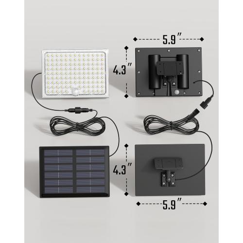 SUPERDANNY Solar Outside Lights with 113 Bright LEDs 7000K, Motion Sensor Outdoor Flood Lights Dusk to Dawn with 16ft Cable IP65 Waterproof, Security Light for Garden Barn Porch 2 Pack