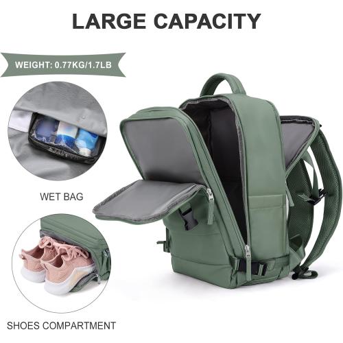 coowoz Travel Backpack For Women Men,Carry On Backpack,Hiking Backpack Waterproof Outdoor Sports Rucksack Casual Daypack Travel Essentials(Olive Green)