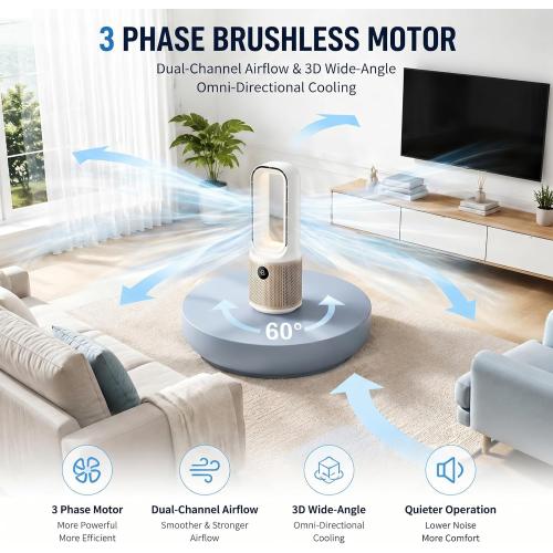 14 Bladeless Desk Fan, USB Rechargeable, Quiet, Personal Cooling Fan