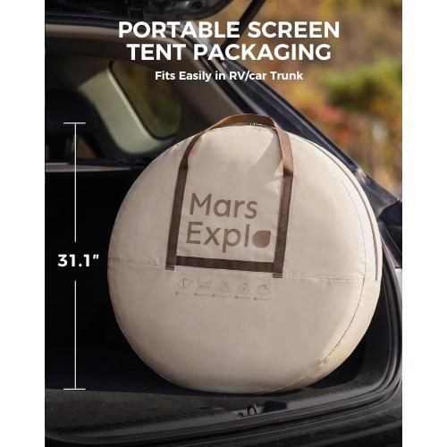 10X10FT Pop-Up Screen House Tent, Portable Instant Screen Room Canopy with Mesh Doors and Carry Bag for Patio Backyard Deck Camping Outdoor, Pop up Gazebo, Popup Canopy Tent, Beige