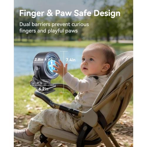 KIMMOO 4000mAh Rechargeable Portable Clip on Fan-100-Speed Touch Control, LED Display, 360° Rotate Quiet Turbo Desk Fan, Small Battery Operated USB Fan for Stroller Bed Travel Camping Golf Gym (Black)