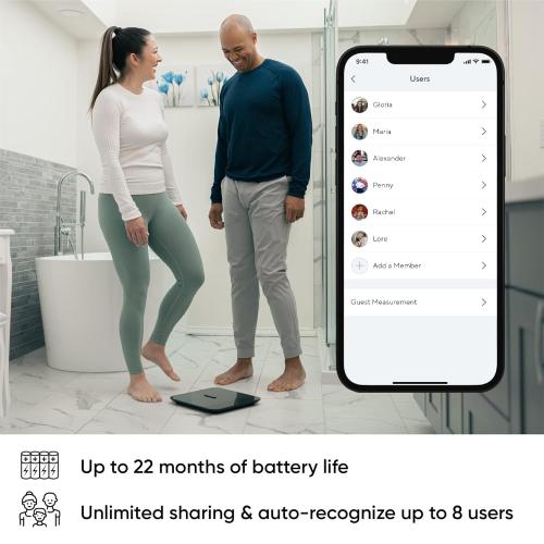 Color Black Wyze Smart Scale X - Digital Bathroom Scale for Body Weight, BMI, Body Fat, Muscle Mass, Heart Rate Monitor | Sync with Health Apps | Body Composition Analyzer for People, Baby & Pet, 400 lbs (Black)