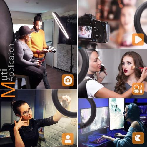 Pixel Ring Light, 19 Bi-Color LCD Display Ring Light with Stand, 55W 3000-5800K CRI≥97 Light Ring for Vlogging Selfie-Portrait Live Stream Video Photography Shooting
