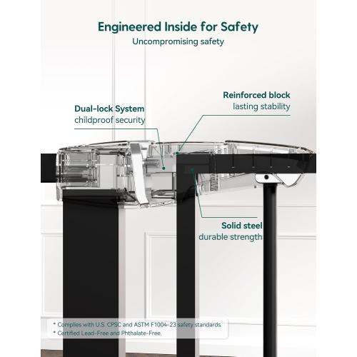 Babelio Extra Wide Baby/Dog Gate PressGuard P7, 29-55 Auto Close for The House and Doorway, Safety Pressure Mounted Pet Door, NO Need Tools and Drilling, Black