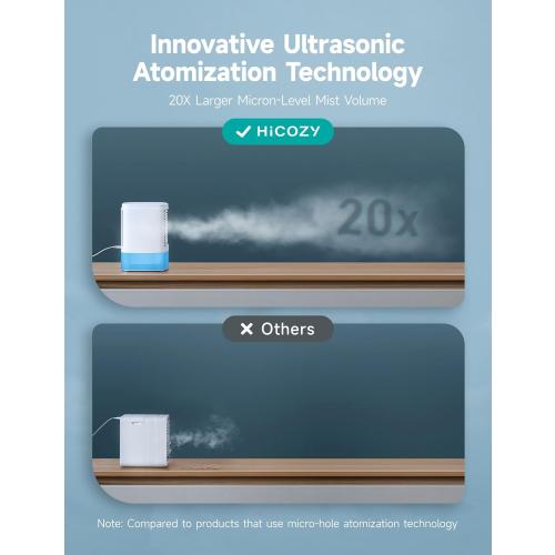 HiCOZY Portable Air Cooler with 2 Ultrasonic Mist Levels & 3 Fan Speeds, Evaporative Air Cooler with Detachable 650ml/23oz Water Tank, 3-in-1 Air Cooling Fan for Desktop, Office and Bedroom (Blue)
