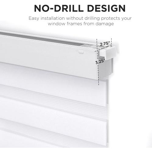 Joydeco No Drill Zebra Blinds for Windows, Cordless Day & Night Dual Sheer Roller Shades, Easy Installation, Free-Stop Lift System, Light Filtering Privacy Blinds for Home(White,51 W x 75 H)