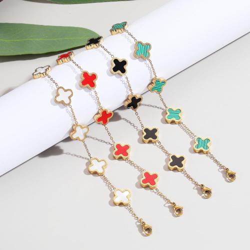 18K Gold Plated Clover Lucky Bracelet for Women Four leaf Bracelets Cute Colorful Bracelets Jewelry Gifts Trendy for Women