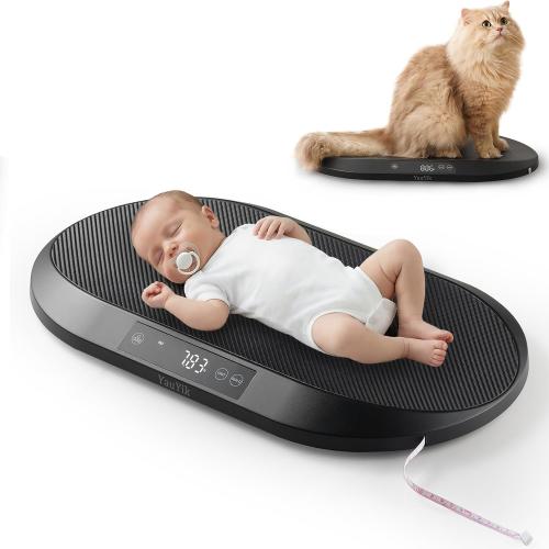 Baby Scale, Accurate Baby Scales for Weighing Newborn & Pets, Digital Weight Scale for Cat, Puppy, Up to 88lbs, with 60 Tape Measure, Hold Function, 5 Units, LED Screen